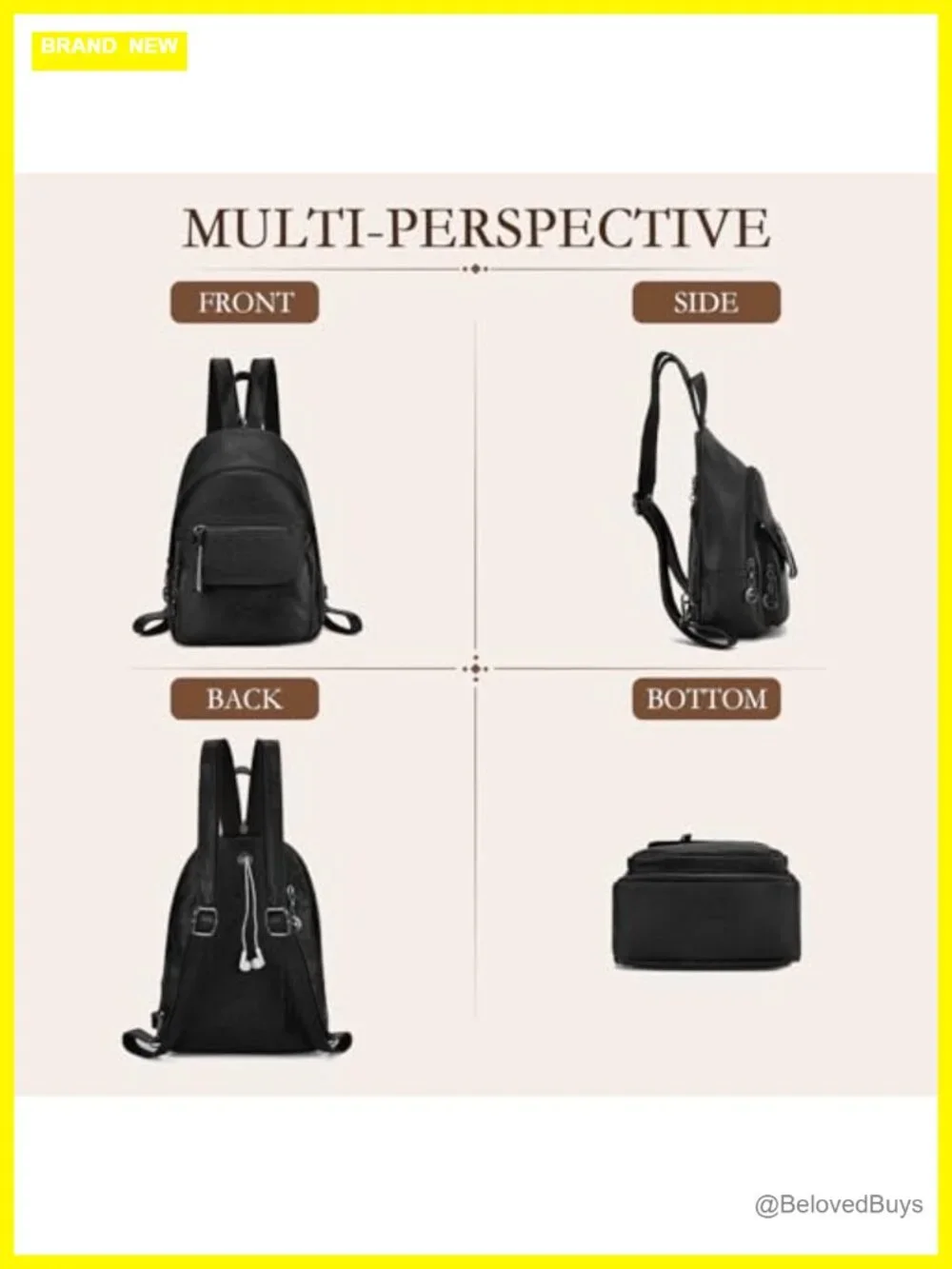 Faux Leather Convertible Sling Backpack Purse with Pockets, Anti-Theft Women's